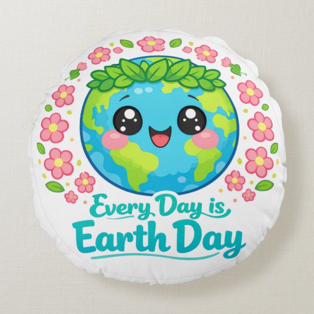 Cute Earth Day Throw Pillow (Front)