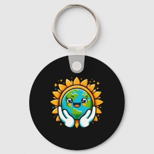 Cute Earth Day Toddler Boys Girls Kids Happy Earth Keychain