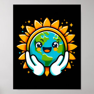 Cute Earth Day Toddler Boys Girls Kids Happy Earth Poster