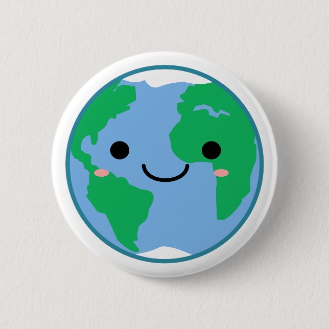 Cute Earth Environmental Awareness Climate Change 2 Inch Round Button (Front)