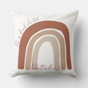 Cute earthy colour monogram pastel brown nursery throw pillow