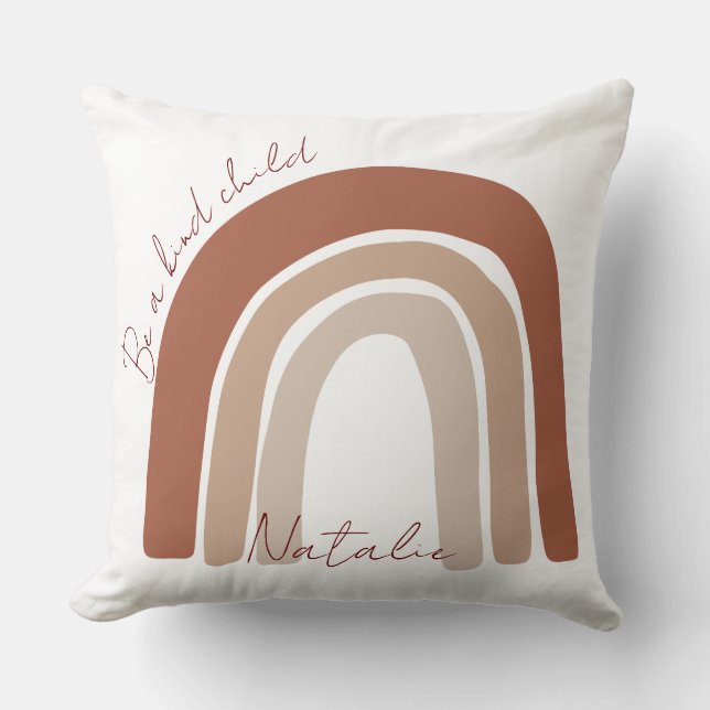 Cute earthy colour monogram pastel brown nursery throw pillow (Front)