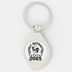 Cute Easily Distracted by Dogs pet lovers Frit-Tee Keychain