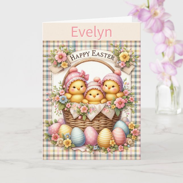 Cute Easter Add Child's Name Grandchild Card (Orchid)