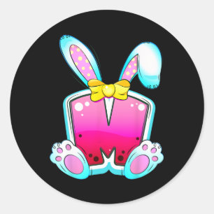 Cute Easter Alphabet Letter M Initial Coquette Eas Classic Round Sticker