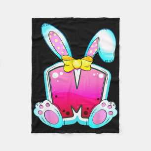 Cute Easter Alphabet Letter M Initial Coquette Eas Fleece Blanket