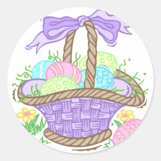 Cute Easter Basket Design Classic Round Sticker