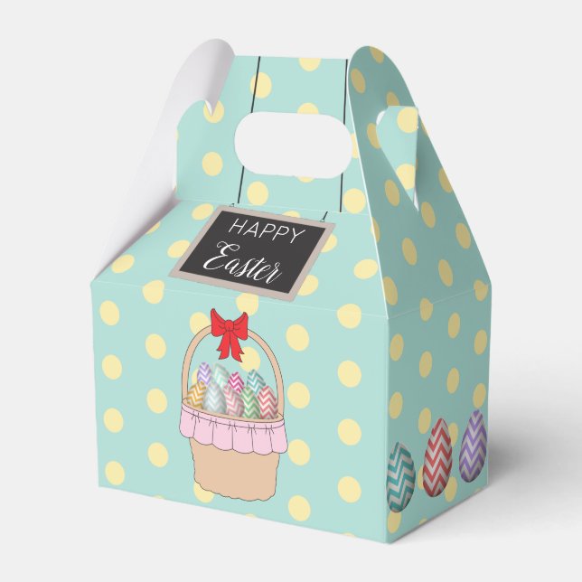 Cute Easter Basket & Pastel Easter Eggs  Favor Box (Front Side)