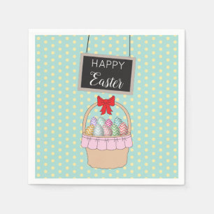 Cute Easter Basket & Pastel Easter Eggs Napkin