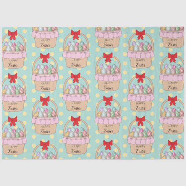Cute Easter Basket & Pastel Easter Eggs Tissue Paper (Front)