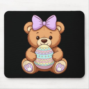 Cute Easter Bear Holding Egg Spring Coquette Aesth Mouse Pad