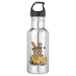 Cute Easter Bear in Cracked Egg Vintage Vector_1 532 Ml Water Bottle