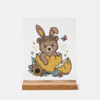 Cute Easter Bear in Cracked Egg Vintage Vector_1