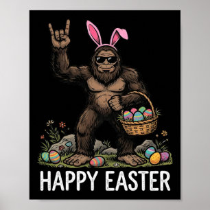 Cute Easter Bigfoot Rocking Easter Funny Easter Eg Poster