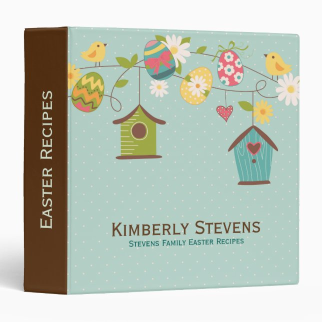 Cute Easter Birds, Bird Feeders & Eggs Binder (Front/Spine)
