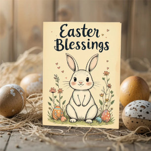 Cute Easter Blessings Bunny Card