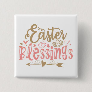 Cute Easter Blessings word art 2 Inch Square Button