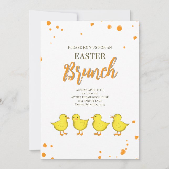 Cute Easter Brunch Chicks Custom Holiday Card (Front)