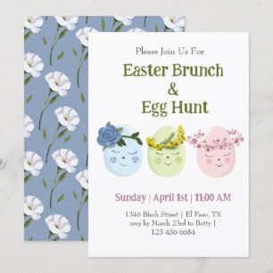 Cute Easter Brunch Egg Hunt Invitation