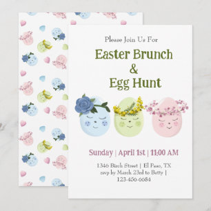 Cute Easter Brunch Egg Hunt Invitation