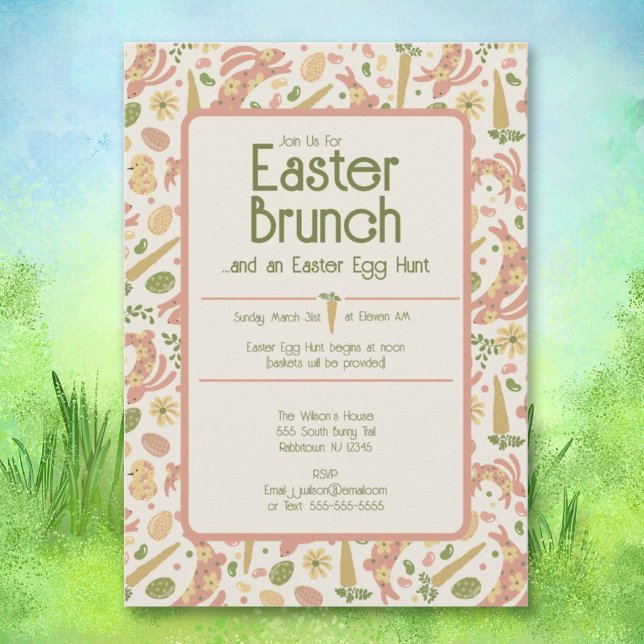 Cute Easter Brunch & Egg Hunt Invitation (Creator Uploaded)