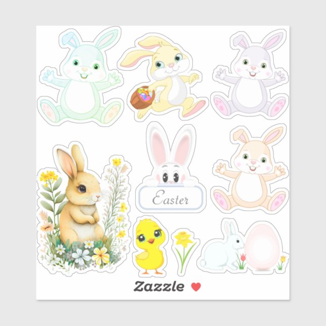 Cute Easter Bunnies (Sheet)