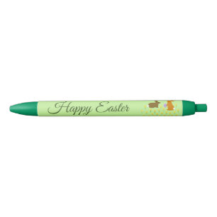 Cute Easter Bunnies and Daffodils Custom Black Ink Pen
