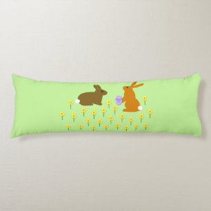 Cute Easter Bunnies and Daffodils Custom Body Pill Pillow