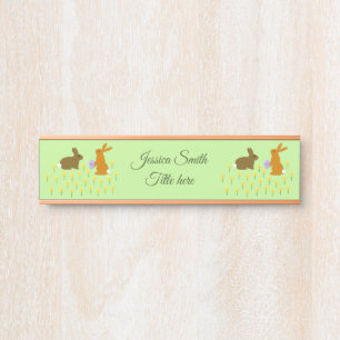 Cute Easter Bunnies and Daffodils Custom Door Sign