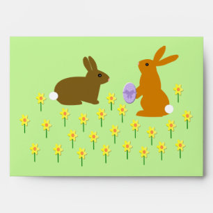 Cute Easter Bunnies and Daffodils Custom Envelope