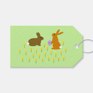 Cute Easter Bunnies and Daffodils Custom Gift Tags