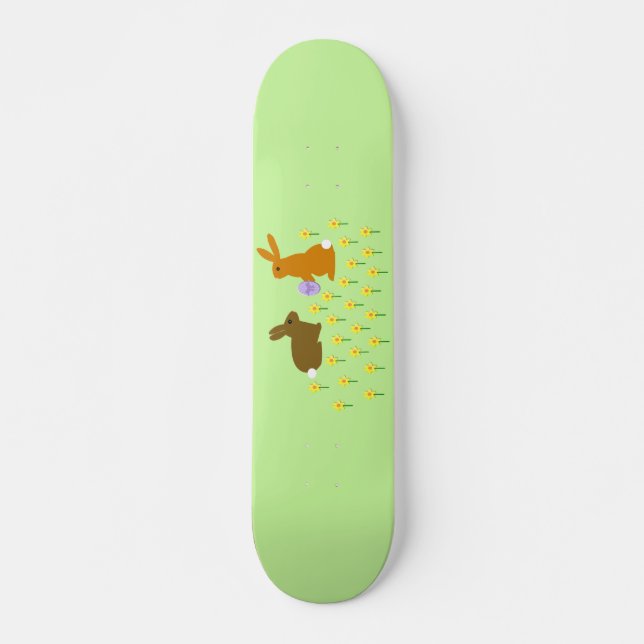 Cute Easter Bunnies and Daffodils Skateboard (Front)