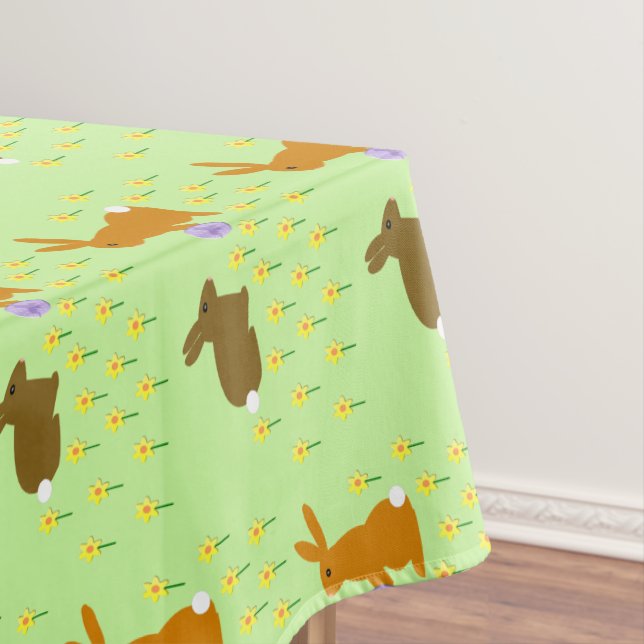 Cute Easter Bunnies and Daffodils Tablecloth (In Situ)