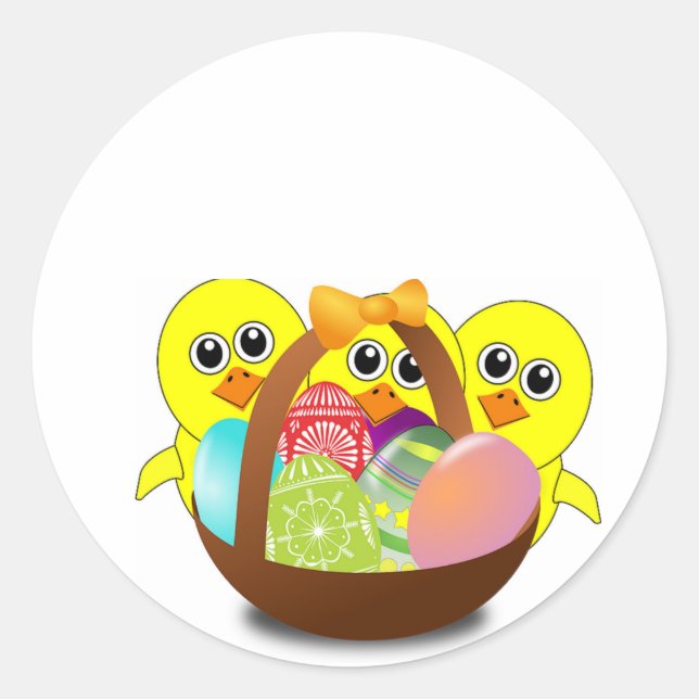 Cute Easter Bunnies Classic Round Sticker (Front)