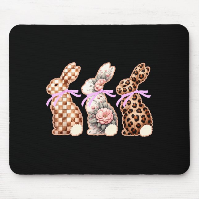 Cute easter bunnies coquette bow easter day mouse pad (Front)