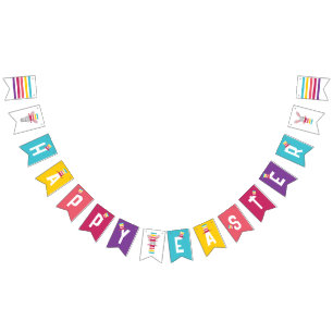 Cute Easter Bunnies & Hats   Bunting Flags Banner