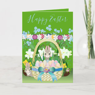 Cute Easter Bunnies Holiday Card