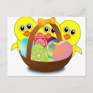 Cute Easter Bunnies Holiday Postcard