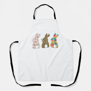Cute Easter Bunnies Leopard Bunny and Flower Bunni Apron