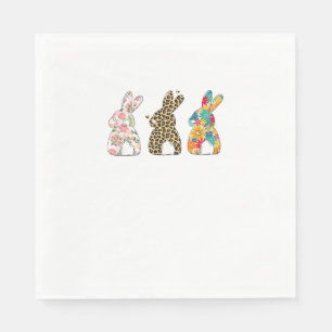 Cute Easter Bunnies Leopard Bunny and Flower Bunni Napkin