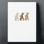 Cute Easter Bunnies Leopard Bunny and Flower Bunni Plaque<br><div class="desc">Cute Easter Bunnies Leopard Bunny and Flower Bunnies T-Shirt</div>