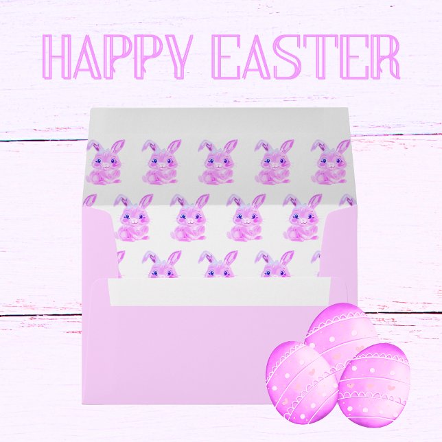 Cute Easter Bunnies Preschool Girl Pink Card Envelope (Creator Uploaded)
