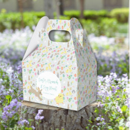 Cute Easter Bunnies Spring Tulips Flowers Favor Box
