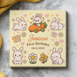 Cute Easter Bunnies Whimsical 1st Birthday Tile<br><div class="desc">Celebrate a sweet milestone with this Cute Easter Bunnies Whimsical 1st Birthday Ceramic Tile 🐰🎂🌸 Featuring adorable bunny illustrations in a playful, whimsical style, this charming ceramic tile makes a lovely keepsake for your little one’s first birthday. The cheerful Easter-inspired design adds a festive springtime touch, perfect for commemorating this...</div>