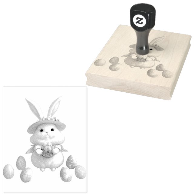 Cute Easter Bunny 01 Rubber Stamp (Stamped)