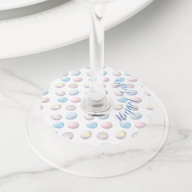 Cute Easter Bunny 01 Wine Glass Tag (Close Up)