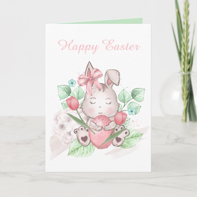 Cute Easter bunny add message Card (Front)