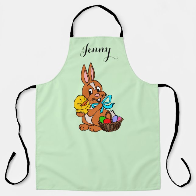 Cute Easter Bunny and Chick Kitchen Apron (Front)