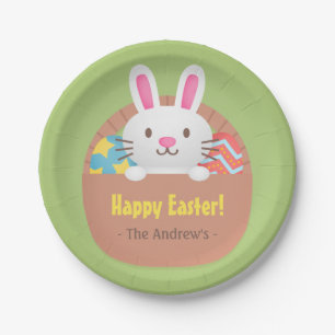 Cute Easter Bunny and Eggs Basket Party Supplies Paper Plate