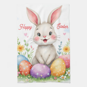 Cute Easter Bunny And Eggs Modern Collection Kitchen Towel